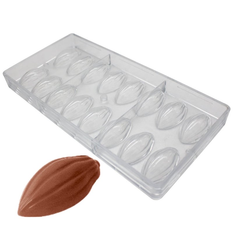 Goldbaking Cocoa Pod Chocolate Mold Nut Polycarbonate Chocolate Mould 16 Forms - Image 1